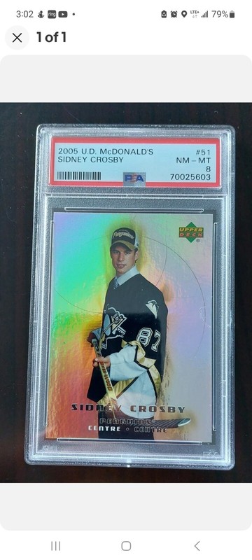 2005-06 Upper Deck McDonald's Sidney Crosby Rc ROOKIE CARD PSA 8 CHROME RAINBOW