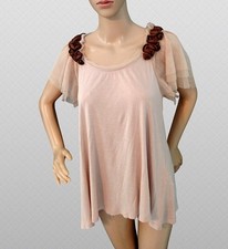 VALENTINO - STYLISH RUFFLE SLEEVE w ROSES T-SHIRT Size 46 / 10