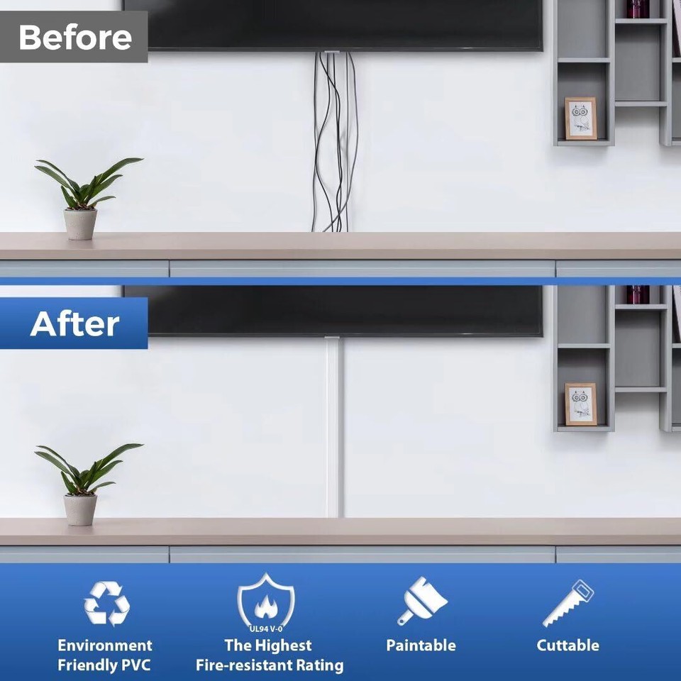 tCord Cover Wall, 31.5In TV Cord Hider for Wall Mounted TV, Cable Hider