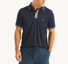 Nautica Mens Navtech Classic Fit Moisture Wicking Performance Athletic Polo Navy