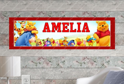 Winnie the Pooh - Poster nome personalizzato striscione festa di compleanno personalizzato - Foto 2 di 6