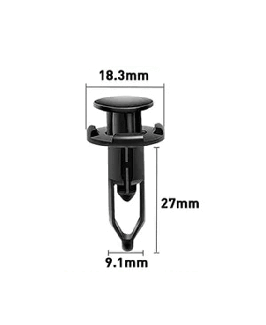 9.1mm Hole Push-in Plastic Rivet Sheet Metal Plugs size 27mm long Front ...