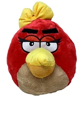 Angry Birds 12"  Female Red Bird with Yellow Bow Plush Doll Backpack , New
