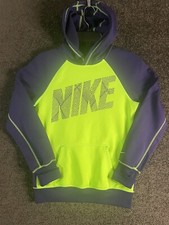 Nike Sweatshirt Hoodie Youth XL Just Do It Blue/Yellow Therma Fit