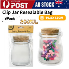 24pcs Clip Jar Shaped Resealable Bag 350ml Zip Lock Craft Reusable Snack Bags AU
