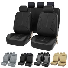 9pcs PU Leather Car Seat Cover Set Full Coverage Cushion Protector Universal Fit