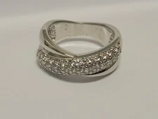 Sterling Silver With  Cubic Zirconia Accent Band Size 6.5