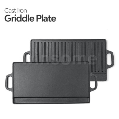 51cm Gusseisen Grillplatte Bratpfanne Grill BBQ Pfanne doppelseitig wendbar