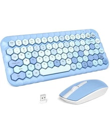 Colorful Computer Wireless Keyboard and Mouse Combo, Portable Wireless Compact