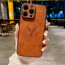 Deer Pattern Shockpoof Leather Phone Case For iPhone 15 Pro Max 14 Plus 13 12 X