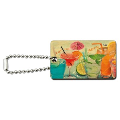 Mixed Drinks Sunshine Summer Tropical Wood Wooden Rectangle Keychain ...