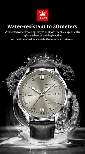 Wasserdichte leuchtende Uhr Quarz OLEVS Herren Business Luxus Datumsarmband Herren - Bild 16 von 21