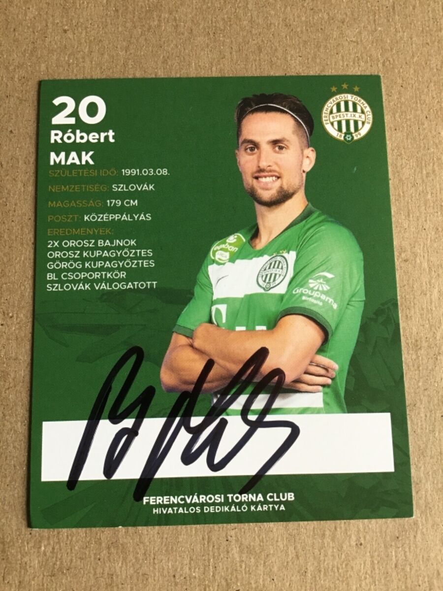 Robert Mak, Slovakia 🇸🇰 Ferencvarosi TC 2020/21 signed 3x4