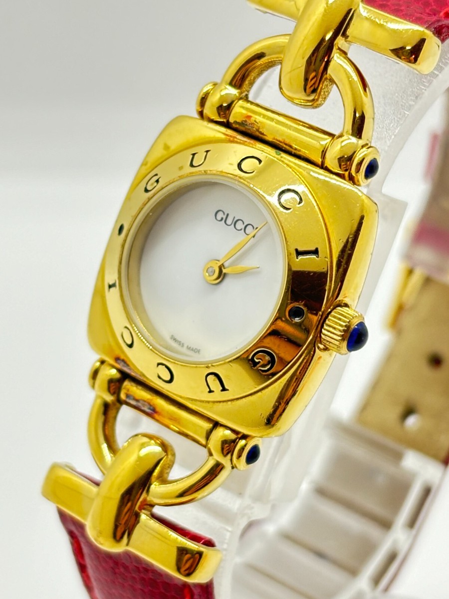 Gucci Horsebit 6300L Women's Quartz Watch Pink Strap JAPAN