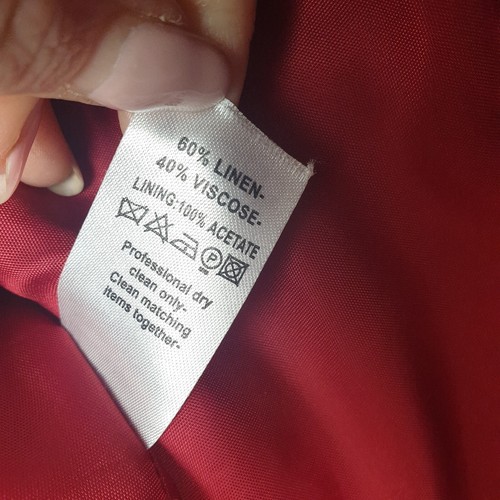 Wallis Linen Skirt Suit Women's Skirt UK 16 & Jacket UK 18 Red Fit and Flare - Picture 6 of 24
