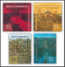 DEVRIM ERBIL Stamps Set TURKEY 2021 PAINTINGS BY TURKISH PAINTER, ART 4 Pcs Lot