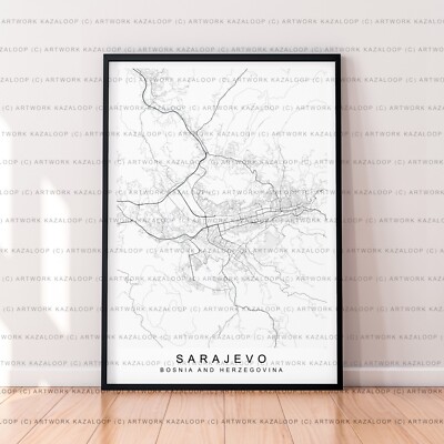 Sarajevo Karte Poster Druck Sarajevo ungerahmt Wandbild Bosnien und Herzegowina
