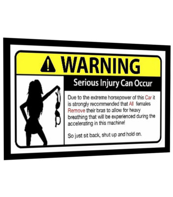 FUNNY WARNING HORSEPOWER STICKER SIGN AVAILABLE IN 3 SIZES-SHIPS FREE