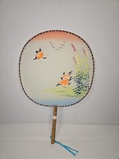 Vintage Translucent Silk Hand Painted Handhold Fan Chinese Round Ancient 8"