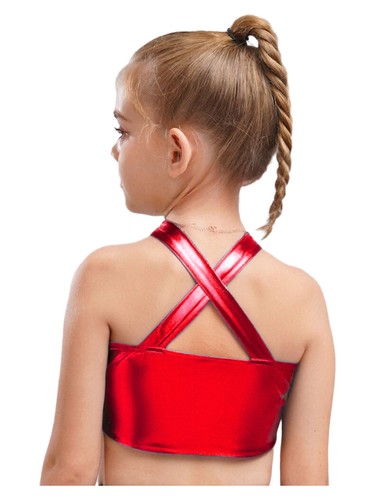 Kids Girls Blouse Competition Crop Top Jazz T-shirt Stage Vest Ballet Tops Show - Picture 44 of 54