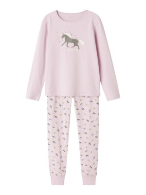 NAME IT Mädchen Pyjama Schlafanzug rosa Pferde Größe 86/92 bis 158/164