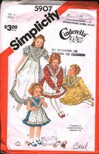 5907 Vintage Simplicity Sewing Pattern Girls Cinderella Dress Apron 2 Lengths 4