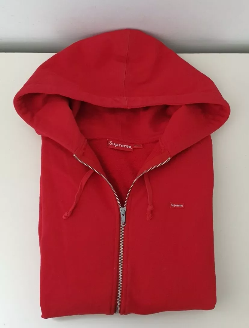 Sweat à capuche zippé SS17 Supreme Small Box Logo rouge taille L large