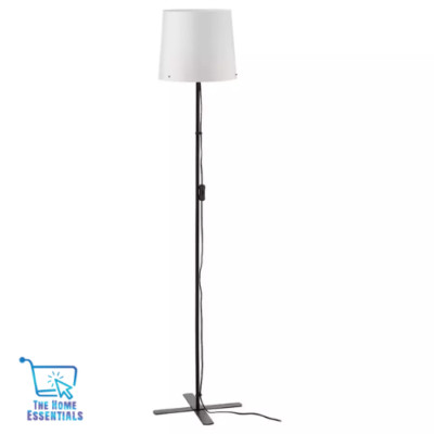 IKEA BARLAST hohe Steh Stehlampe schwarz/weiß Stahl weicher Schirm Dekor 150 cm