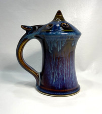 BILL CAMPBELL  Flambé High Drip Glaze Purple Blue CHEESE SHAKER 5.75”
