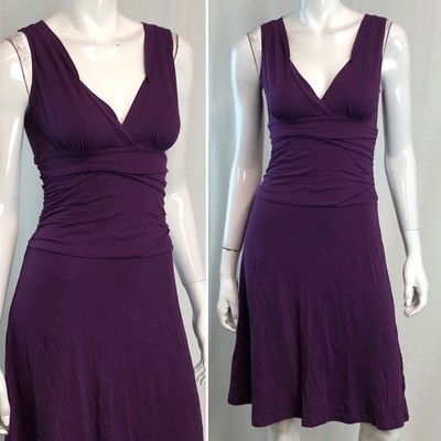 Velvet Petite Purple Sleeveless Ruched V-Neck Fit & Flare Dress Anthropologie | eBay