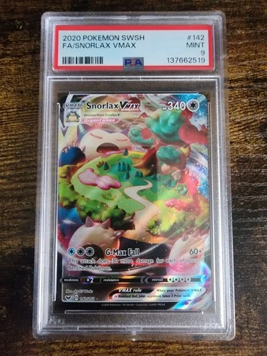 Pokémon Sword & Shield Snorlax VMAX Full Art 142/202 PSA 9 Mint