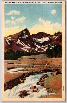 Vintage Broken Top Mountain Postcard Deschutes National Forest Oregon