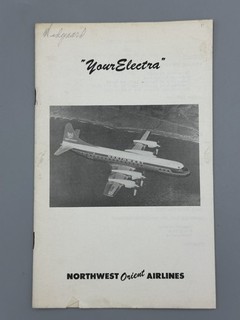 1959 NORTHWEST ORIENT AIRLINES Lockheed ELECTRA Airplane Info Booklet