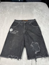 Vintage 90s Jnco Jeans Shorts Size 33 Black Thrashed Distressed MADE IN USA