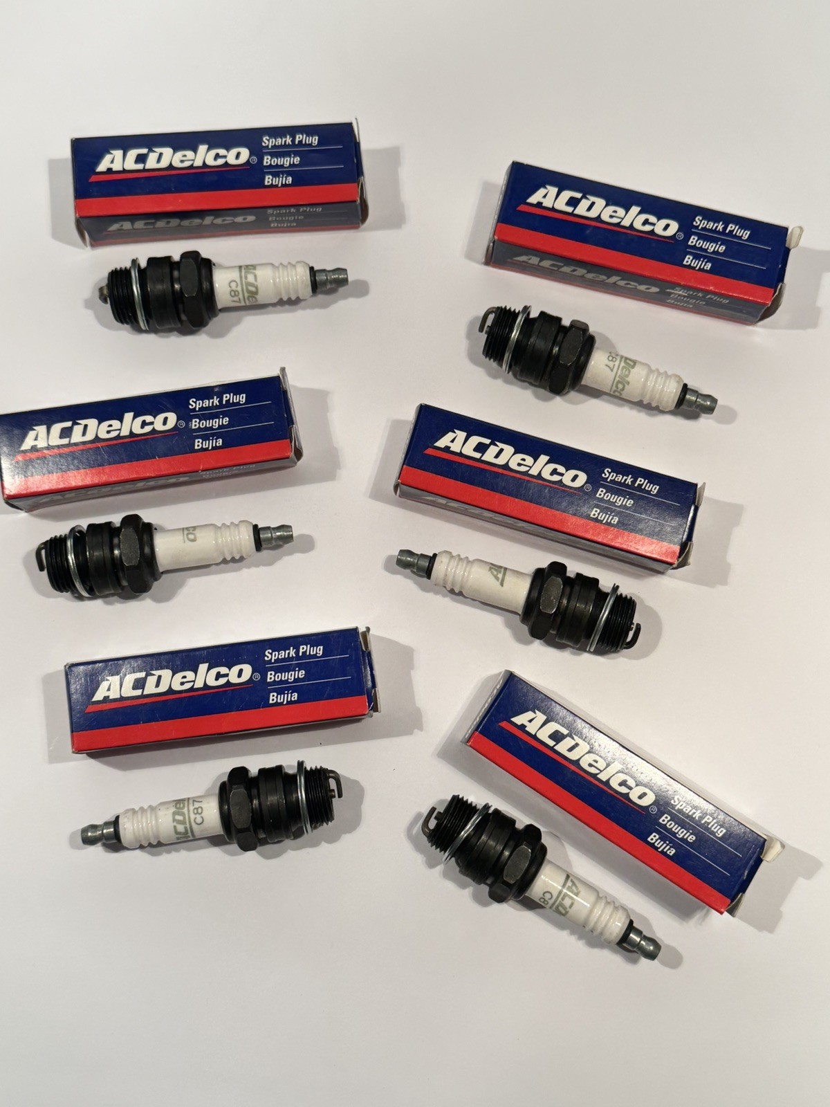 6 ACDelco C87 SPARK PLUGS NOS .04 GAP 18mm THREAD .5 REACH PLUG SET COPPER 