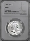 1960-D  50C FRANKLIN SILVER HALF DOLLAR  "DENVER"  NGC MS65 #8164568-037