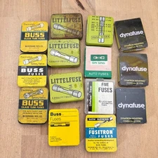 Vtg Mixed Lot of 14 Boxes LittleFuse Buss Dynafuse Fusetron SEE PICS FOR DETAILS
