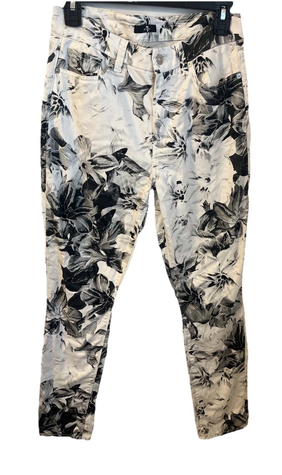 7 For  All Mankind  Jeans. women’s 7  Black And White Floral Pants.