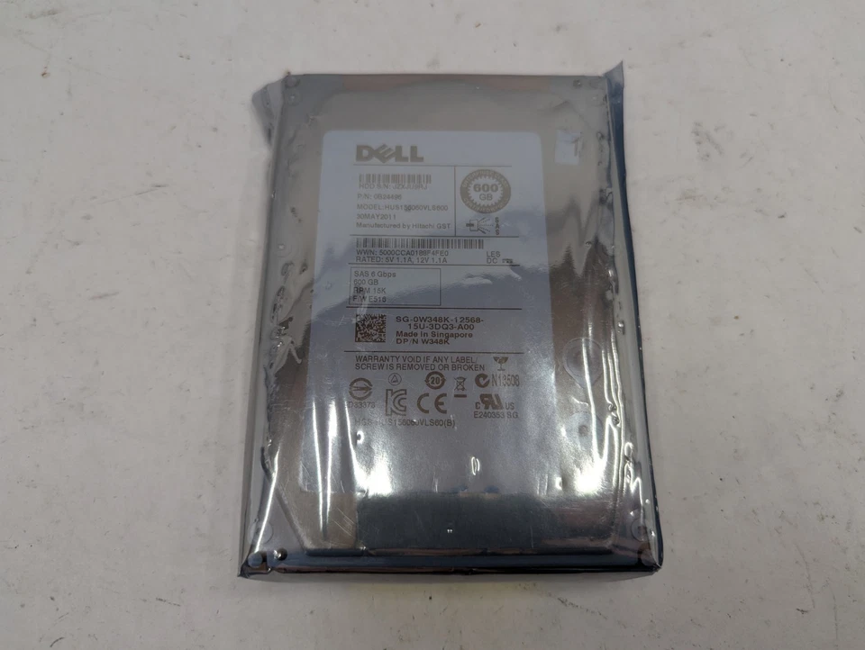 Dell W348K 0W348K 600GB 15K 6G 16MB 3.5" SAS Hard Drive HUS156060VLS600 SEALED - Image 3 of 3