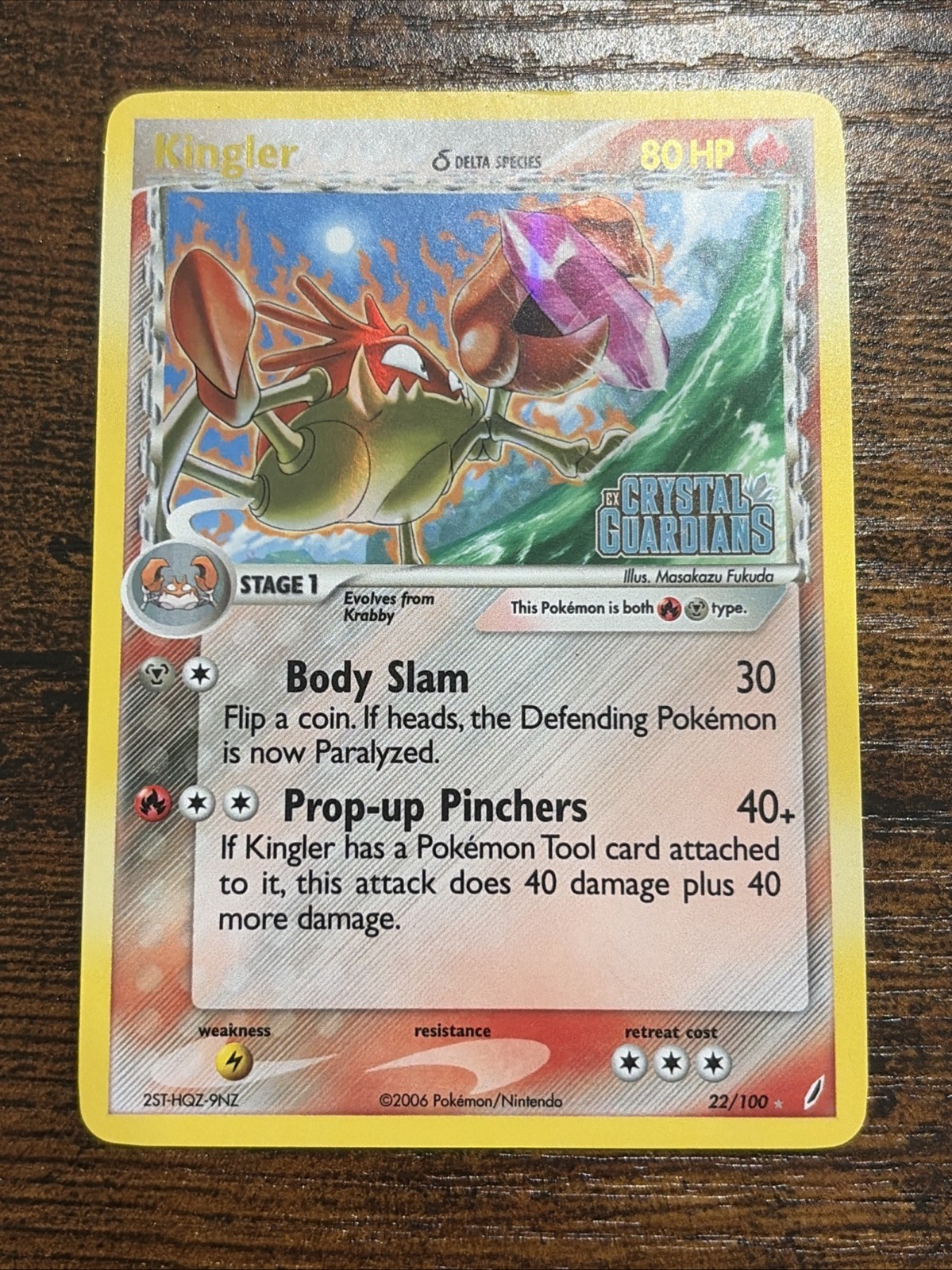 Kingler (Delta Species) 22/100 Crystal Guardians Reverse Holo Pokemon LP