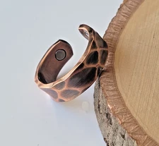 Pure Copper Magnetic Ring - Solid Copper Arthritis Adjustable Ring Hammered