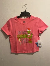 The Grinch In My Grinch Era Junior's Christmas Swifite Cropped Graphic Tee New