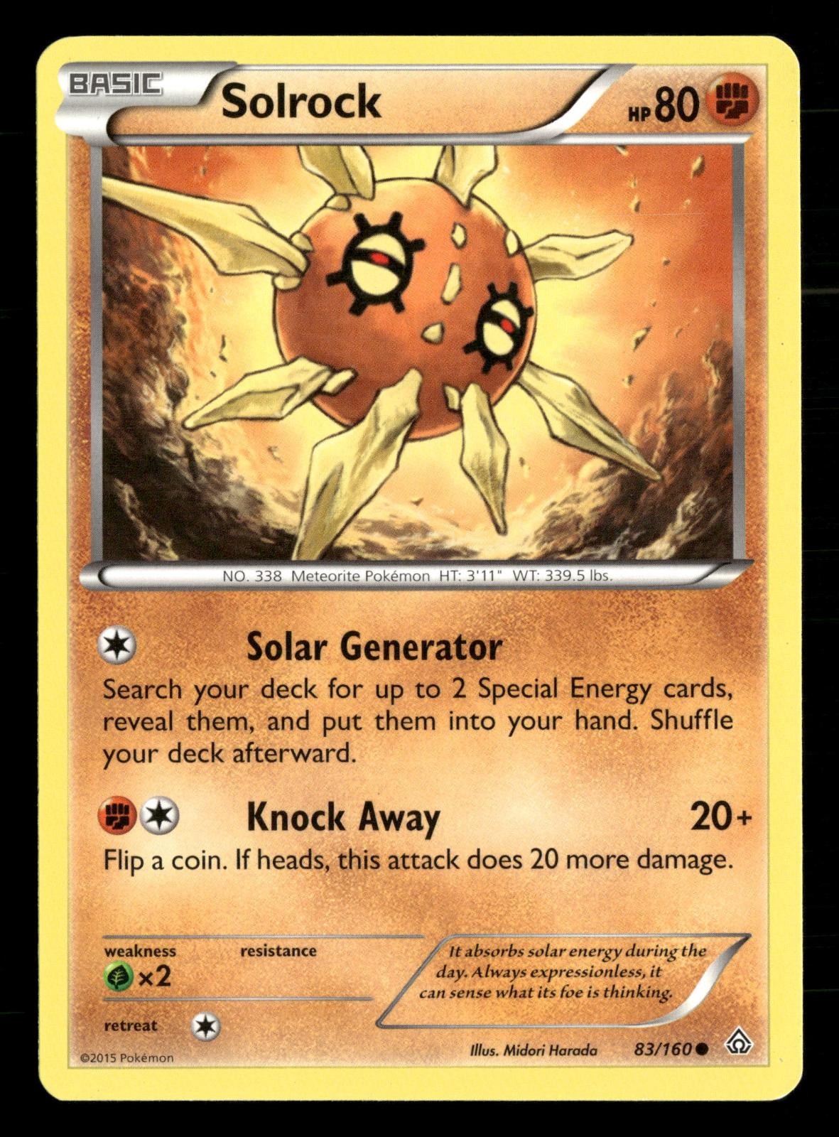 Solrock 83/160 Common Primal Clash Pokemon Lightly Played