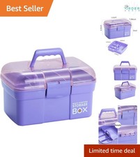 Plastic Storage Box Organizer 11L Removable Tray Lockable Craft Sewing Purple