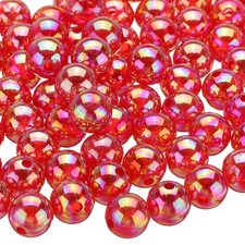 100pcs Acrylic Round Beads AB Colors 12mm Loose Craft Beads Red AB