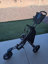 EASEGO Golf Push Cart 3 Wheel : Golf Bag Cart Foldable with Phone Holder/Cup/Umb