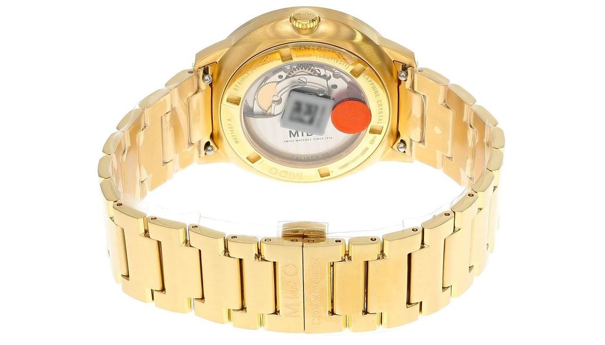 Mido Commander Gradient 40mm Mens Gold Watch see-through dial M021