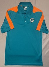 NFL Team Apparel Miami Dolphins Polo Shirt Men s Size Small Teal Orange