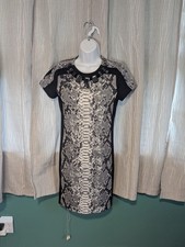 Michael Kors Gray/Black Knit Jeweled Neckline Stretch Knit Dress Size S