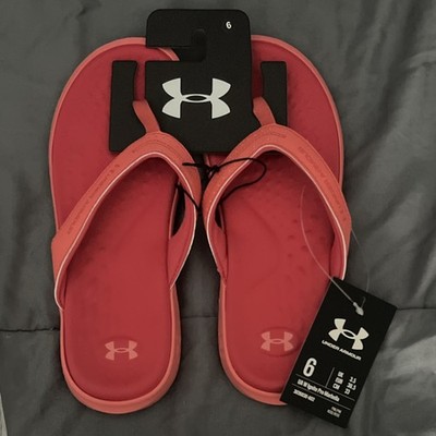 Under Armour Women's Pink Leather Flip Flop Sandals Slip On Size 6